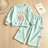 Roupa de Desenho Animado Infantil: Conjunto de Moletom com Estampa de Desenho e Calça Wide Leg para Meninas, Macacão Esportivo de Gola Redonda para Bebê Venda por Atacado