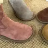 Invierno Nuevo Terciopelo Cálido Calentador Pequeño Botas de Nieve Gamuza Piel de Vaca Cremallera Lateral Casual Estilo Coreano Botas de Algodón para Mujer
