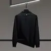 Novo Suéter 100% Caxemira Pura para Homens Outono/Inverno 2026, Pulôver de Tricô com Zíper e Gola Redonda, Caimento Slim e Peça Quente