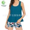 Comercio Exterior Nuevo Bikini Sexy Dividido Europeo y Americano Traje de Baño para Mujer Amazon Set de Traje de Baño Deportivo Conservador de Tres Piezas