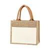 Estilo Ins Sacola de Compras de Linho Literária Grande Capacidade Portátil Graffiti Pintado à Mão DIY Sacola de Juta Bolsa de Ombro Transversal