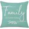 Funda de almohada de lino con estampado de letras de hortensia nueva transfronteriza de Amazon para cojín de sofá de sala de estar en casa, mesita de noche