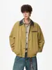 Chaqueta de lona color block estilo americano para primavera/otoño para hombres y mujeres, chaqueta de trabajo casual versátil vintage Detroit, moderna
