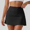 Falda Plisada de Falso Dos Piezas con Sensación de Hielo de Verano Transfronteriza de Cintura Alta Elástica para Deportes Fitness Falda Corta de Línea A Media Falda