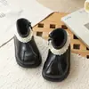 Botas de Cuero Cálido con Felpa para Niña Pequeña 2026 Invierno Nuevas Zapatos de Princesa con Adorno de Encaje Botas Martin
