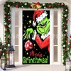 Cortina de Puerta Temática Navideña del Grinch Verde de Venta Caliente Transfronteriza Tela de Fondo Tela Colgante Decorativa Atrezo para Disparo