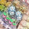 Anillo para el cabello con forma de oso, conejo, flor y fresa, transparente y luminoso, con purpurina, para niños de primaria, cuerda de goma para la cabeza con tendón