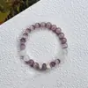 Pulsera Retro Artística de Nube Púrpura Estilo Chino Nuevo con Piedra Ojo de Gato de Calcedonia para Mujer, Accesorio de Mano de Cristal de Fresa Moderno y que Ilumina la Piel