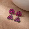 Pendientes de Flor de Turquesa Estilo Bohemio Más Vendidos Transfronterizos para Mujer, Pendientes Triangulares Coloridos, Pendientes de Moda Europeos y Americanos