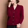 Cárdigan abrigo para madre de mediana edad para mujer 2023 Primavera y Otoño Nuevo suéter de punto exterior holgado de color liso estilo extranjero