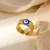 Europa y Estados Unidos anillo transfronterizo nuevo de acero inoxidable gota de aceite ojo de diablo acero de titanio no se decolora apertura anillo ajustable