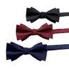 Nuevo Corbata de Moño de Poliéster de Color Sólido para Hombre a la Moda Multicolor Boda Novio Anfitrión Escenario Borrador Corbata de Moño Traje Rojo Vino y Negro