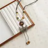 Collar de Cerámica de Jingdezhen con Forma de Pez Caperucita Roja Nuevo Estilo Chino Estilo Étnico Cadena Larga de Lana de Cerámica Accesorios de Estilo Antiguo para Mujeres