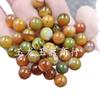 Contas Redondas de Ágata Fonte de Sal, Contas Soltas de Jade, Pulseira de Calcedônia Amarelo-Verde, Acessórios para Joias de Colar, Contas de Jade Artesanais Venda por Atacado