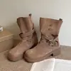 Botas da moda estilosas, dobráveis, estilo retrô, de cano médio, uso de duas maneiras, 2026, botas estilo Martin para mulheres, primavera e outono, que aumentam a altura, novo estilo britânico, tamanho grande