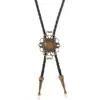 Estilo Tribal Sudoeste Liga Banhada Gravata Bolo Pingente de Pedra Preciosa Retrô Corrente de Suéter Hip-Hop Masculino Colar da Moda