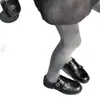 Mocassins de couro com salto grosso para mulheres, detalhes brogue, sem cadarço, sapatilhas forradas com fleece, estilo britânico, sapatos pequenos de couro com sola grossa