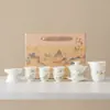 Caja de regalo de juego de té kung fu de porcelana blanca, tetera para uso doméstico, gaiwan, taza de té, regalo empresarial de cerámica