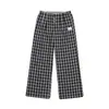 Pantalones Casuales Rectos de Encaje a Cuadros Primavera/Verano Heyhenry para Mujer, Holgados, Relajados, Versátiles, Cintura Elástica