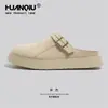 Sapatos Birkenstock Retro Globais para Homens 2026 Nova Moda Primavera Slip-On Meia-Chinelos Sola Grossa Aumentadores de Altura Calçados Casuais