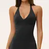 Top de Running y Fitness para Mujer 2557, sin costuras, cuello halter en V, a prueba de impactos, ajustado, espalda bonita, secado rápido, para Yoga