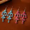 Brincos Retrô Turquesa Mais Vendidos no Exterior, Brincos Bohemianos Étnicos com Franjas em Gota D'água, Brincos Exagerados para Fotografia de Viagem