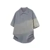 Camisa Masculina de Malha Trançada com Gola Polo de Manga Curta, Estilo Maduro, Simples, Confortável, Respirável, Amiga da Pele, Adequada para o Trabalho, Verão, Caimento Regular nos Ombros, Dropshipping Disponível