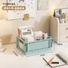 Caja de almacenamiento para libros, cesta de almacenamiento para libros y artículos varios, caja organizadora de escritorio para estudiantes, caja de almacenamiento de plástico transparente