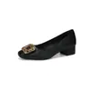 Retro Francés con Zapatos Qipao para Mujer 2026 Nuevo Tacón Grueso Punta Cuadrada Boca Baja Tacones Altos Nuevo Estilo Chino Tendencia Nacional Banquete de Bodas Zapatos de Salón
