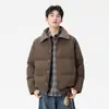 2025 Nueva Chaqueta de plumón con solapa para Hombre Invierno Resistente al Frío Cálida Holgada Corta Plumón de Pato Blanco Chaqueta de Pareja para Hombre