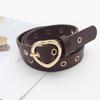 Nuevo Artículo Popular Estilo Coreano Hebilla de Pin con Forma de Corazón Hueco Ojal de Aire Cinturón para Mujer Jeans de Estudiante Decorativo Casual para Mujer