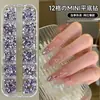 Caixa com 12 Compartimentos de Strass Mini para Nail Art em Resina, Strass Acrílico Coloridos Mistos de Fundo Plano e Formato Irregular para Decoração de Nail Art
