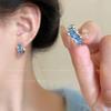 Pendientes azules estilo Hong Kong, pendientes para mujer 2024, nuevas explosiones, dulces pendientes retro, pendientes estilo Hong Kong de alto sentido, venta al por mayor