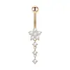 Joia Piercing de Umbigo com Pingente de Franja Flor de Ameixa Pequena Tendência Venda Quente Transfronteiriça Aço Inoxidável Zircônia