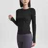 Tops de Yoga para Mulheres, Estilo Outono e Inverno, Gola Redonda, Ajustado ao Corpo, Alta Elasticidade, Emagrecimento, Manga Longa, Secagem Rápida, Para Corrida, Treino, Roupas de Fitness