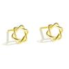 Pendientes Dorados Sencillos Coreanos de Plata Pura S999 para Mujer Estilo Bosque Estrellado 2026 Pendientes de Lujo Ligero Accesorios para Orejas Cuidado de Orejas de Gama Alta