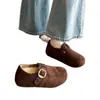 Zapatos Birkenstock de Felpa Cálida con Suela Gruesa para Aumentar la Altura Interior para Mujer, Nuevos Botas de Nieve Slip-on de Invierno, Zapatos de Algodón, Mocasines