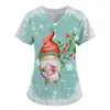 Estación Independiente de Ropa de Exportación Wish Europea y Americana Camiseta Casual Estampada de Cuello V Manga Corta Holgada Uniforme de Enfermera Talla Grande