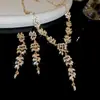 Conjunto de Colar e Brincos de Espiga de Trigo com Diamantes Vintage Elegante Moda Corrente de Clavícula Elegante Luxo Leve Colar de Alta Qualidade