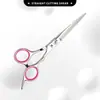 Tesouras para tosa e limpeza de animais de estimação, conjunto de ferramentas especializado para aparar pelos de cães, anel de dedo rosa