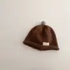 Chapéu de Lã Tricotado Infantil para Outono e Inverno, Boina Fofa Enrolada para Meninos e Meninas, Chapéu de Artista Quente para Bebês em Cor Sólida