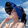 Coreia do Sul Ins Celebridade da Internet Chapéu com Faixa de Cabelo Dobrável Chapéu de Sol de Uso Duplo Chapéu Concha Moda Feminina Primavera e Verão Chapéu de Sol com Topo Aberto Estilo Coreano