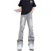 Jeans para hombre con forro de polar, nuevos para otoño e invierno, pierna recta, ligeramente acampanados, estilo americano de alta costura, pantalones streetwear modernos y geniales