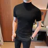 Camiseta de Manga Corta con Cuello Medio para Hombre, Camiseta Interior, Nueva Tendencia Otoño 2025 para Hombre, Top Elegante Ajustado