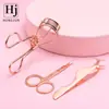 Conjunto de Três Peças Curvador de Cílios Cor Rose Gold, Curvador de Cílios de Aço Carbono, Curvador de Cílios Girassol, Curvador de Cílios Portátil
