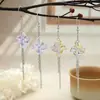 Pendientes de colgante de molinillo de viento tridimensional de colores estilo chino con cadena y borlas, alargan el rostro, delicados y únicos, etéreos y disponibles en varios colores