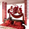 Set de decoración de ambiente para habitación de boda con grandes caracteres de "doble felicidad" para la sala de estar, sofá, dormitorio y cabecero del novio y la novia, ofreciendo un toque decorativo de alta gama