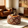 Pouf de armazenamento estampado com padrão exótico em formato de diamante para uso doméstico na sala de estar, um pouf macio multiuso vintage para trocar de sapatos e armazenamento
