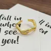 Anel Minimalista Vintage Liso Estreito Francês Retrô Escovado Geométrico Irregular Personalidade Anel para Mulheres