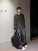 Suéter Retrô Coreano Cleanfit Gola Redonda para Homens e Mulheres, Estilo Preguiçoso de Outono e Inverno, Malha Grossa Casual Solta